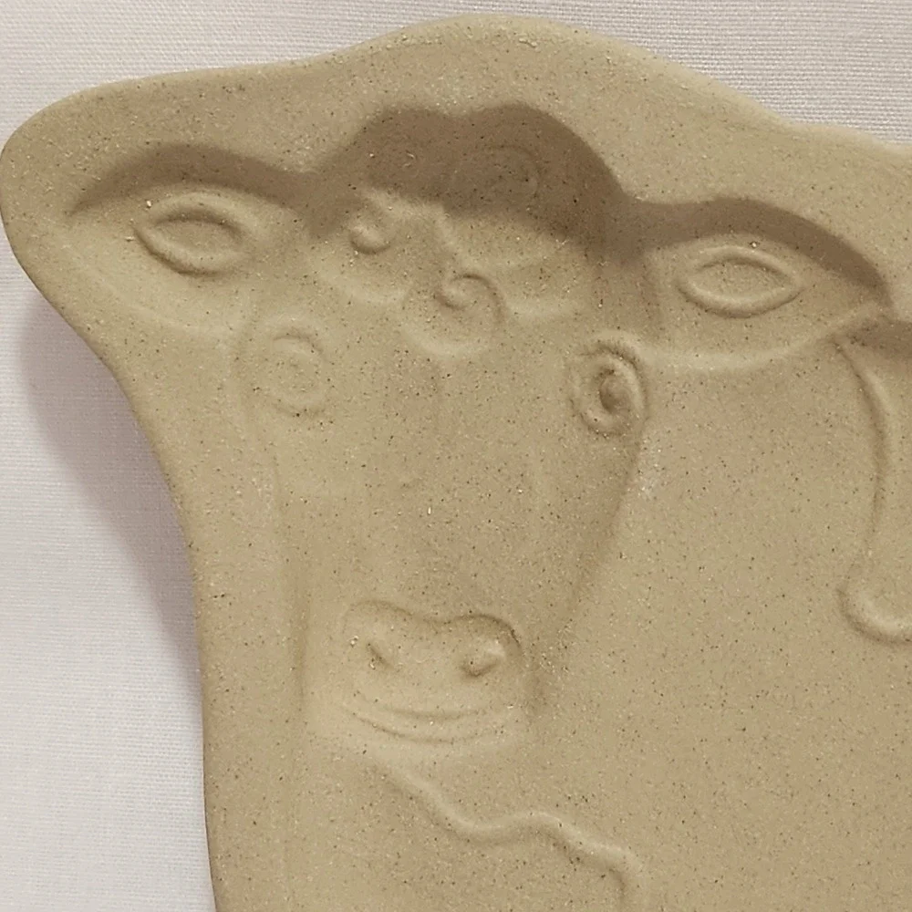 Brown Bag Cookie Art Cow Stoneware Cookie Mold 1985 Vintage Farmhouse Decor